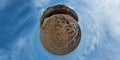 A tiny planet view of the cliffs at Hunstanton in Norfolk