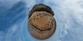 A tiny planet view of the cliffs at Hunstanton in Norfolk