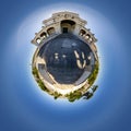 Tiny Planet View of Nossa Senhora da EncarnaÃÂ§ÃÂ£o Church in Leiria, Portugal Royalty Free Stock Photo