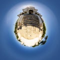 Tiny Planet View of Nossa Senhora da EncarnaÃÂ§ÃÂ£o Church in Leiria, Portugal Royalty Free Stock Photo