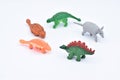 Plastic Dinosaur Toys on White Royalty Free Stock Photo