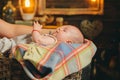 It is so tiny. Portrait of happy little child. Family. Child care. Childrens day. Sweet little baby. New life and baby Royalty Free Stock Photo