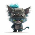 Tiny Punk Monster Cat. Generative AI Royalty Free Stock Photo
