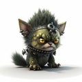 Tiny Punk Monster Cat. Generative AI Royalty Free Stock Photo