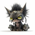 Tiny Punk Monster Cat. Generative AI Royalty Free Stock Photo