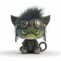 Tiny Punk Monster Cat. Generative AI Royalty Free Stock Photo