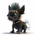 Tiny Punk Monster Dog. Generative AI Royalty Free Stock Photo