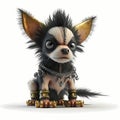 Tiny Punk Monster Dog. Generative AI Royalty Free Stock Photo
