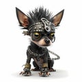 Tiny Punk Monster Dog. Generative AI Royalty Free Stock Photo