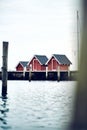 Tiny red houses at the Harbour of Struer, Denmark Royalty Free Stock Photo