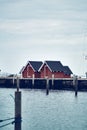 Tiny red houses at the Harbour of Struer, Denmark Royalty Free Stock Photo
