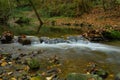 Tiny river called Schwarze Ernz near the waterfall Schiessentuempel in Luxembourg Royalty Free Stock Photo