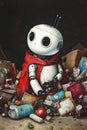 A tiny robot explorer discovering human household items