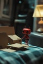 A tiny robot explorer discovering human household items
