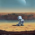 A tiny robot roaming alone