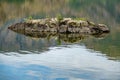 Tiny rock in the middle of a lake