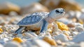 Tiny sea turtle on beach pebbles Royalty Free Stock Photo