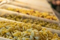 Tiny Shells of Homemade Pasta in Bins Royalty Free Stock Photo