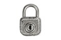 Vintage tiny padlock over white Royalty Free Stock Photo