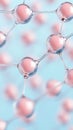 Tiny spheres connected by clear structures forming a pattern against a soft blue background, representing microscopic molecular Royalty Free Stock Photo