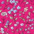 Tiny spring flowers doodle drawing pattern Royalty Free Stock Photo