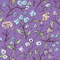 Tiny spring flowers doodle drawing pattern Royalty Free Stock Photo