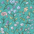 Tiny spring flowers doodle drawing pattern Royalty Free Stock Photo