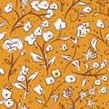 Tiny spring flowers doodle drawing pattern Royalty Free Stock Photo