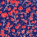 Tiny spring flowers doodle drawing pattern Royalty Free Stock Photo