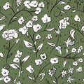 Tiny spring flowers doodle drawing pattern Royalty Free Stock Photo