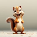 A tiny squirrel chattered with glee full body Pixar style illustration