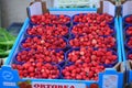 Tiny Strawberries in Siracusa market, Sicily Italy