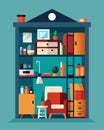 A tiny studio apartment with ly any space to move as every corner and surface is taken up by hoarded essential items Royalty Free Stock Photo