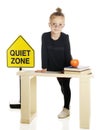 Tiny Teacher Behind Her Desk Royalty Free Stock Photo