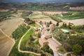The tiny town of Lucignano d`Asso, taken from above, flying a drone Royalty Free Stock Photo