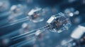 Tiny transparent microbots move effortlessly in a high-tech setting, illustrating advanced robotics Royalty Free Stock Photo