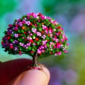 Tiny Treasure: A Miniature Tree Nestled Between Fingers