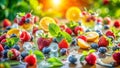 Tiny Treasures of Summer A TiltShift Miniature Masterpiece of Vibrant Fruits and Refreshing Drinks Royalty Free Stock Photo