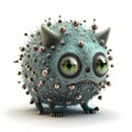 Tiny Virus Monster Cat. Generative AI Royalty Free Stock Photo