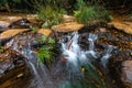 Tiny waterfall closeup in a bubbling creek.