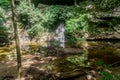 Tiny waterfall and river in the tropical rainforest jungle in Gunung Mulu National park. Sarawak Royalty Free Stock Photo