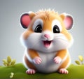 Tiny Whisker Wonderland: 3D Illustration of a Cute Hamster Royalty Free Stock Photo