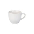 Tiny white ceramic coffee cup isolated over white background Royalty Free Stock Photo