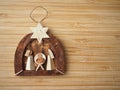 Tiny wooden nativity scene Royalty Free Stock Photo