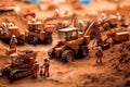 Tiny workers On Mars with little excavators. Generative AI