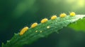 A Tiny Yellow Larvae on a Leaf Royalty Free Stock Photo