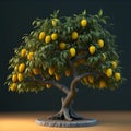 Tiny yellow mango tree with mangoes Royalty Free Stock Photo