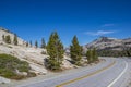Tioga Pass road in Yosemite National Park Royalty Free Stock Photo