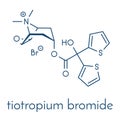 Tiotropium bromide chronic obstructive pulmonary disease COPD drug molecule. Skeletal formula. Royalty Free Stock Photo