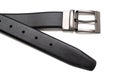 Tip and Buckle of Black Faux Leather Belt